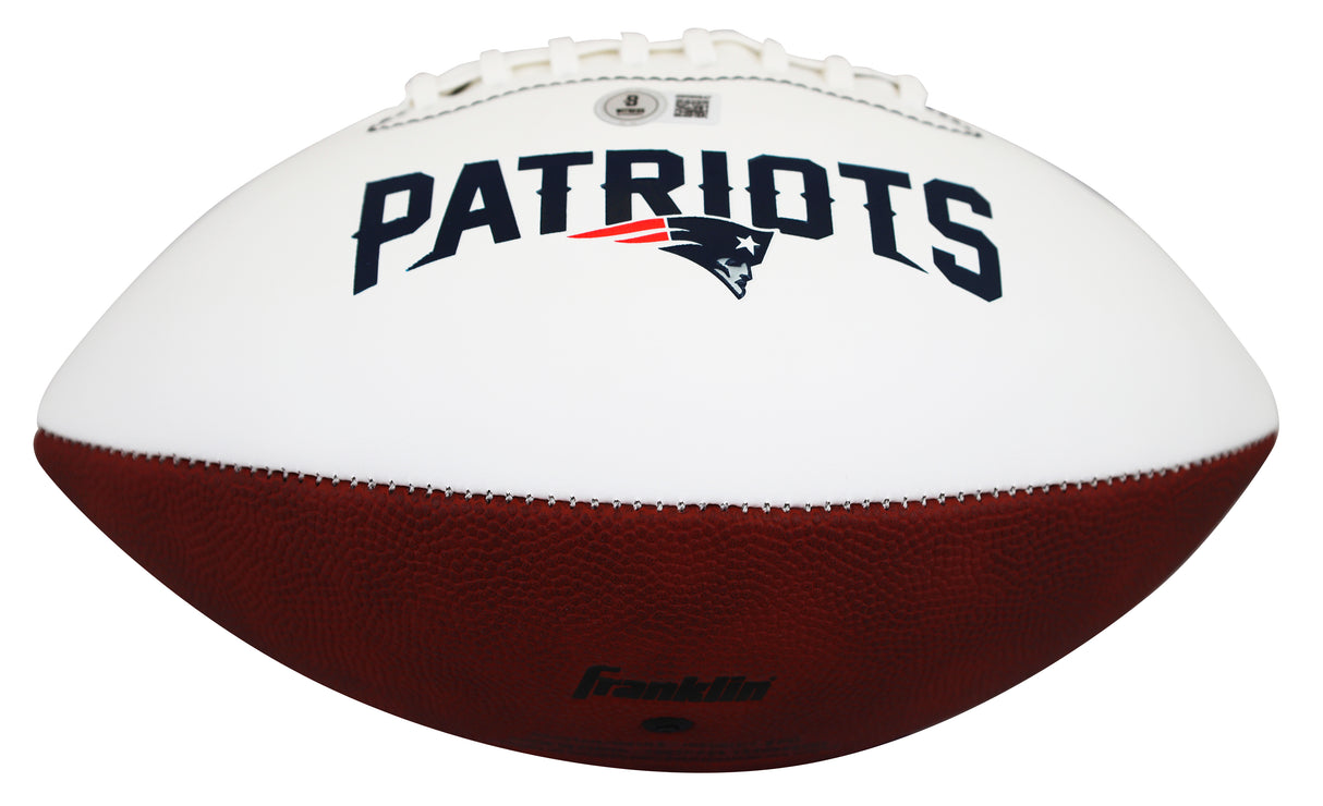 Patriots Ty Law "HOF 2019" Signed Franklin White Panel Logo Football BAS Witness