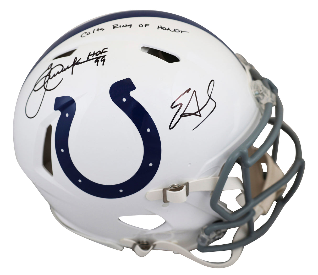 Edgerrin James & Eric Dickerson Signed F/S Speed Proline Helmet W/ Case BAS Wit