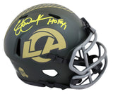 Rams Eric Dickerson "HOF 99" Signed Salute to Service IV Speed Mini Helmet BAS W