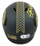 Rams Eric Dickerson "HOF 99" Signed Salute to Service IV Speed Mini Helmet BAS W