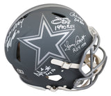 Cowboys Prescott, Smith, Parsons +2 Signed Slate F/S Speed Proline Helmet BAS W