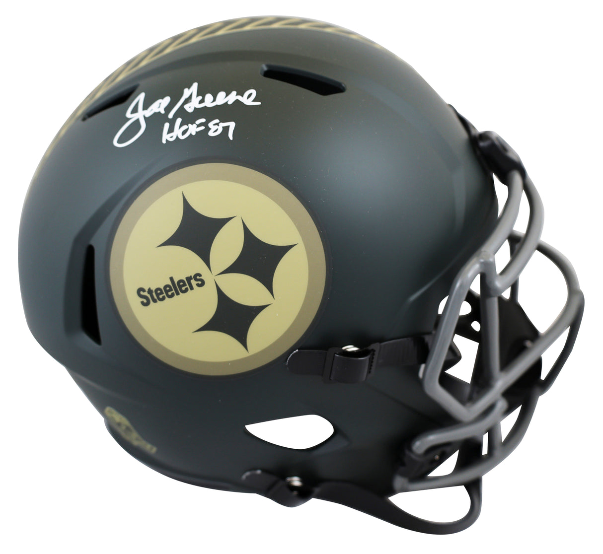Steelers Joe Greene "HOF 87" Signed STS IV F/S Speed Rep Helmet W/ Case BAS Wit