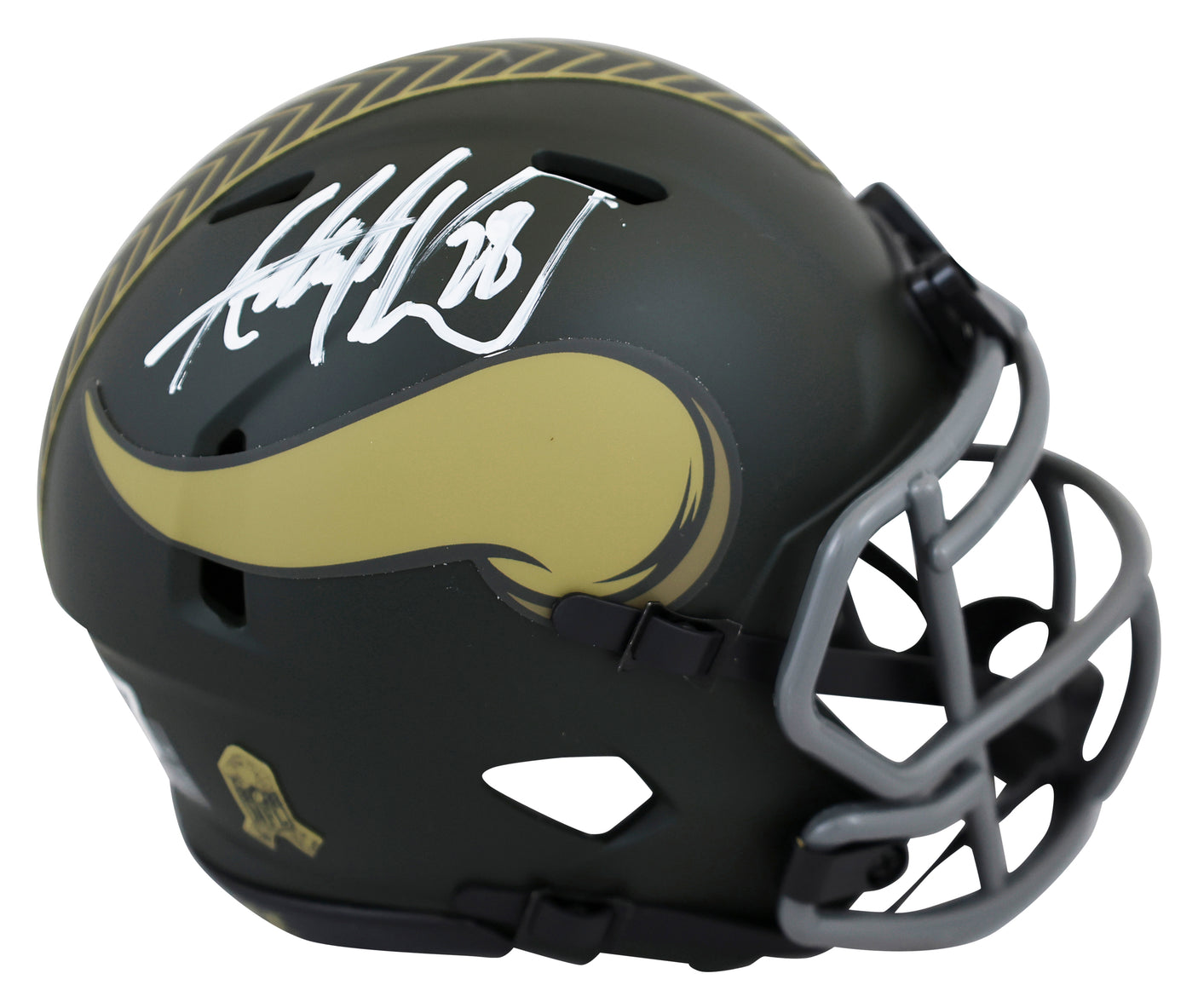 Vikings Adrian Peterson Signed 2025 STS IV Speed Mini Helmet BAS Witnessed