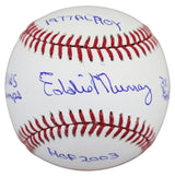 Orioles Eddie Murray "Career Stat" Signed Manfred Oml Baseball BAS Witnessed