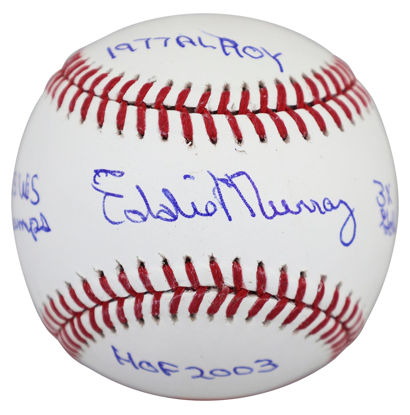 Orioles Eddie Murray "Career Stat" Signed Manfred Oml Baseball W/ Case BAS Wit