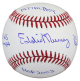 Orioles Eddie Murray "Career Stat" Signed Manfred Oml Baseball W/ Case BAS Wit