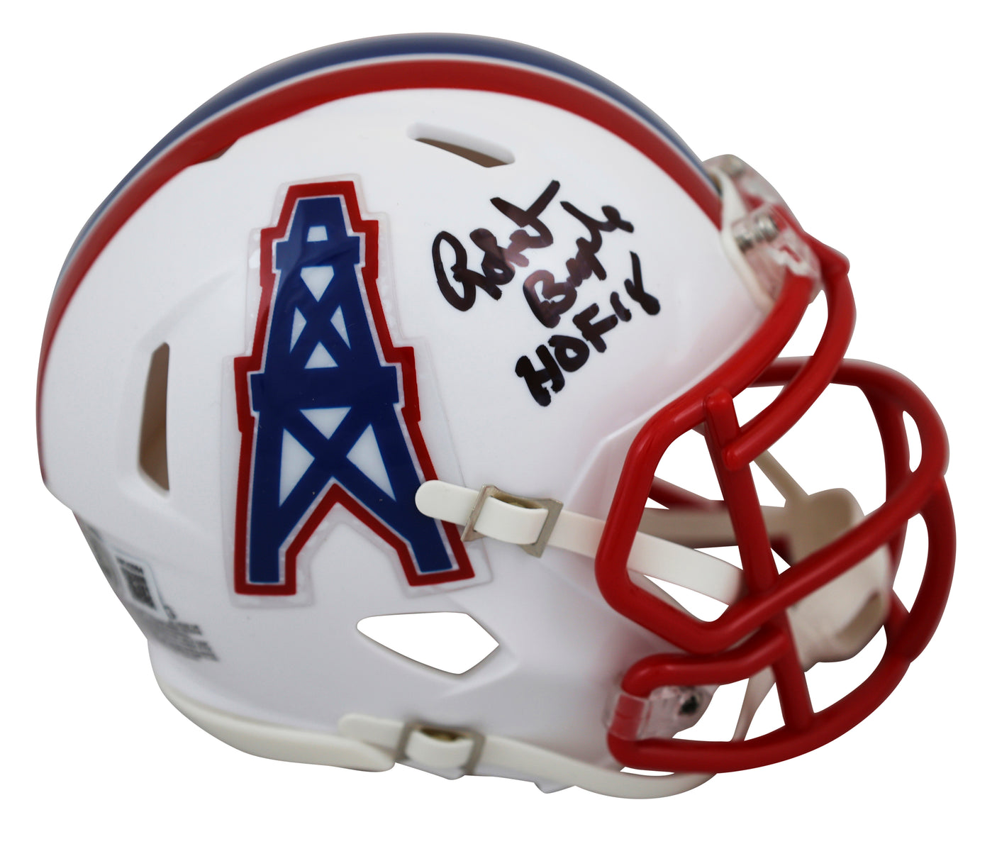 Oilers Robert Brazile "HOF 2018" Signed 1981-98 TB Speed Mini Helmet W/ Case BAS