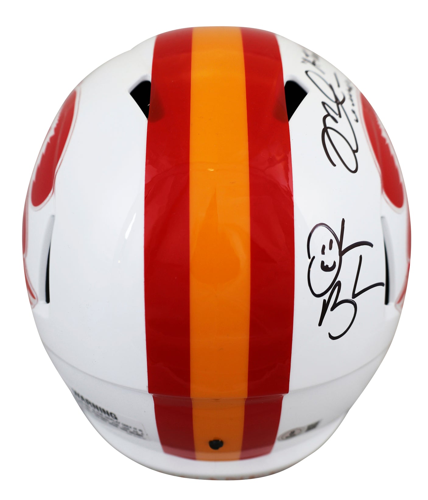 Bucs (3) Sapp, Alstott & Brooks Signed 1976-96 TB F/S Speed Rep Helmet BAS Wit