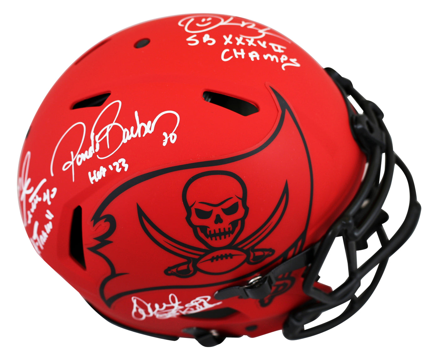 Bucs (4) Alstott, Barber, Sapp & Brooks Signed Rave F/S Speed Proline Helmet BAS