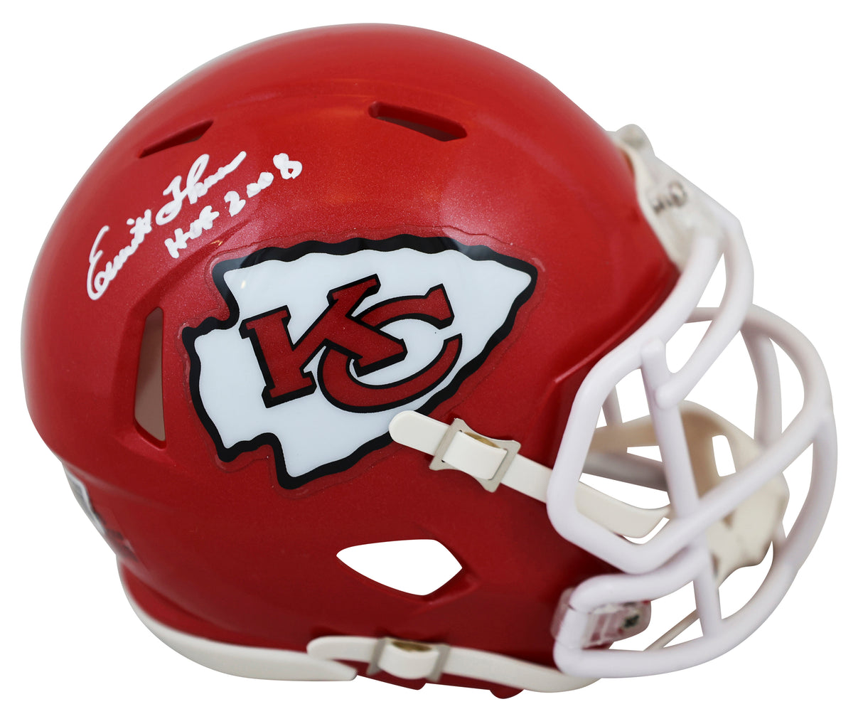 Chiefs Emmitt Thomas "HOF 2008" Signed Speed Mini Helmet W/ Case BAS Witnessed