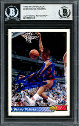 Dennis Rodman Autographed 1992-93 Upper Deck Card #242 Detroit Pistons Beckett BAS Stock #184853