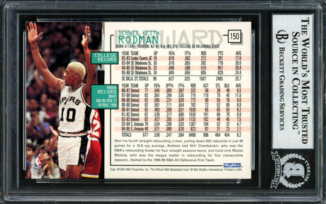 Dennis Rodman Autographed 1995-96 Hoops Card #150 San Antonio Spurs Beckett BAS #12516991
