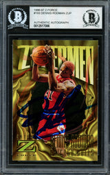 Dennis Rodman Autographed 1996-97 Skybox Z Force Card #193 Chicago Bulls Beckett BAS #12517086
