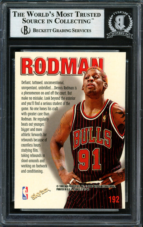 Dennis Rodman Autographed 1997-98 Fleer Z Force Zupermen Card #192 Chicago Bulls Beckett BAS #12517187