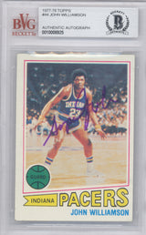 John Williamson Autographed 1977-78 Topps Card #44 Indiana Pacers Beckett BAS #10008925
