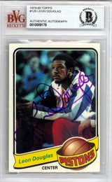 Leon Douglas Autographed 1979 Topps Card #126 Detroit Pistons Beckett BAS #10009179