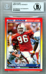 Cortez Kennedy Autographed 1990 Score Rookie Card #299 Seattle Seahawks Beckett BAS #10009593