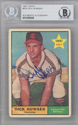 Dick Howser Autographed 1961 Topps Card #416 Kansas City A's Beckett BAS #10209254