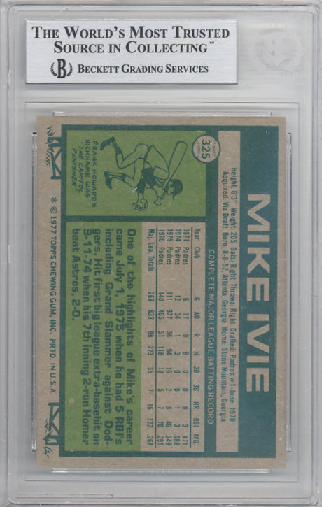 Mike Ivie Autographed 1977 Topps Card #325 San Diego Padres Beckett BAS #10211448