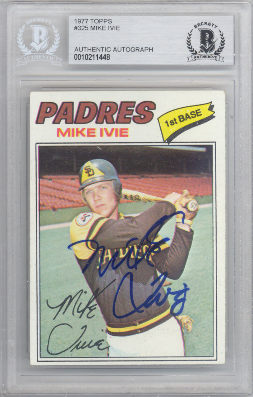 Mike Ivie Autographed 1977 Topps Card #325 San Diego Padres Beckett BAS #10211448