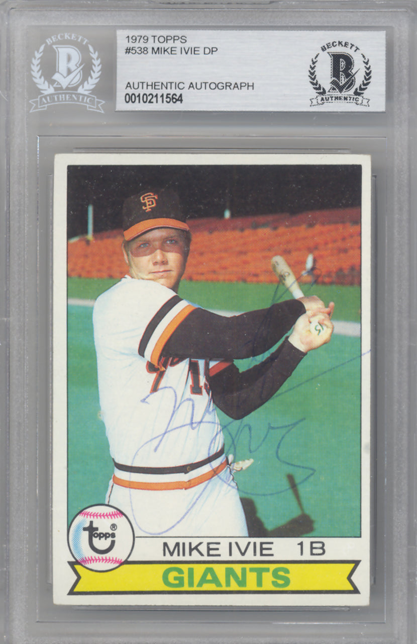 Mike Ivie Autographed 1979 Topps Card #538 San Diego Padres Beckett BAS #10211564