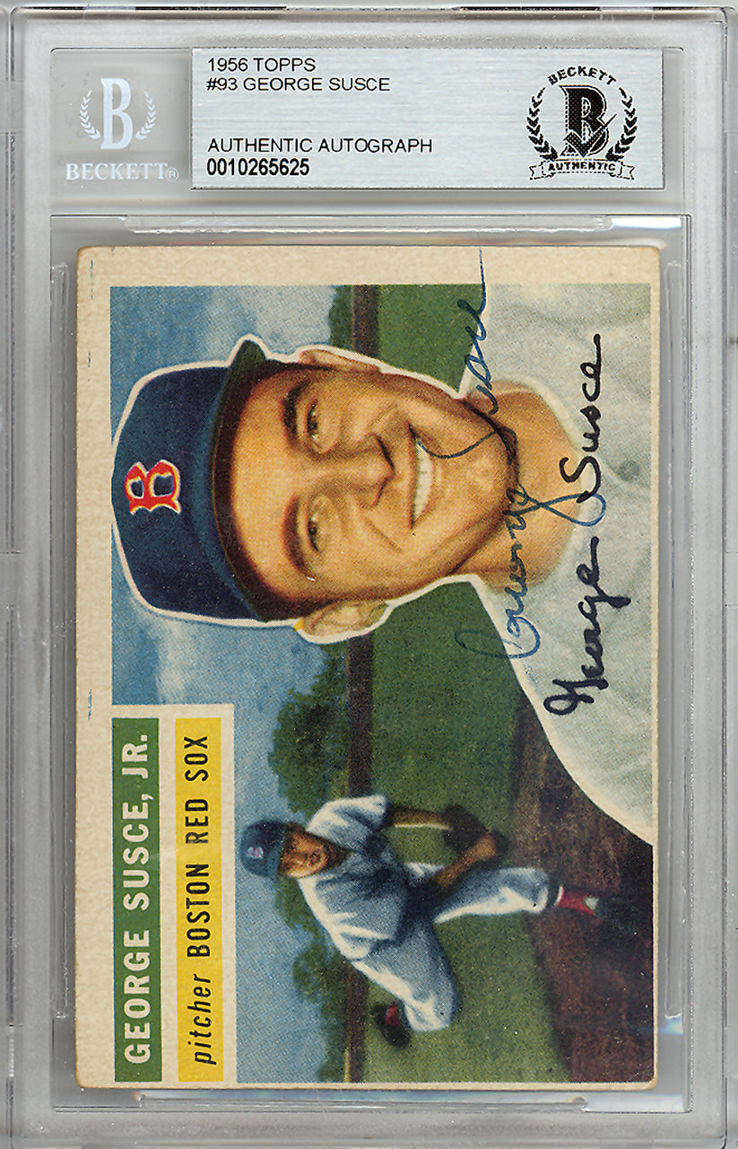 George Susce Jr. Autographed 1956 Topps Card #93 Boston Red Sox Beckett BAS #10265625