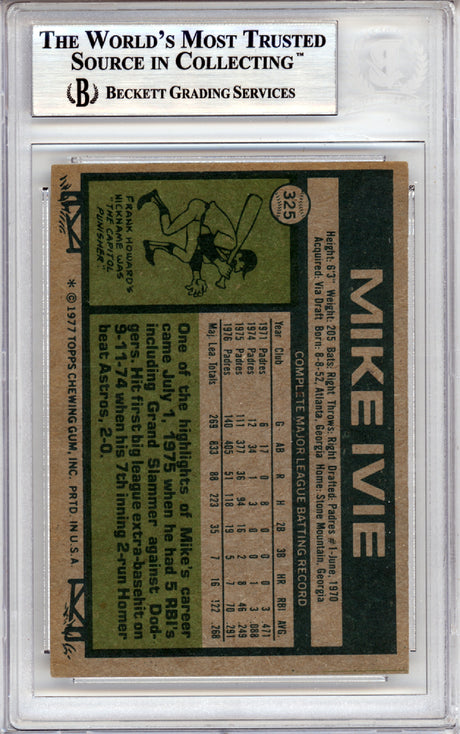 Mike Ivie Autographed 1977 Topps Card #325 San Diego Padres Beckett BAS #10378662