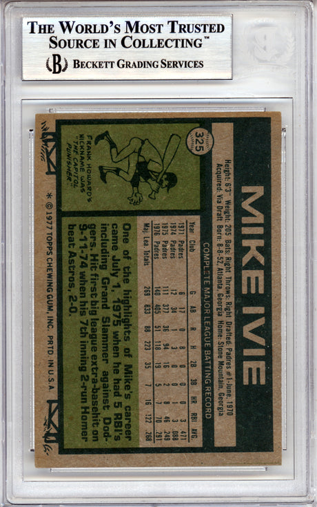 Mike Ivie Autographed 1977 Topps Card #325 San Diego Padres Beckett BAS #10378662