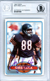 Greg Latta Autographed 1980 Topps Card #247 Chicago Bears Beckett BAS #10447559