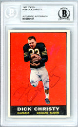 Dick Christy Autographed 1961 Topps Rookie Card #184 Oakland Raiders Beckett BAS #10540187