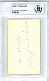 Johnny Vander Meer Autographed 2x3.5 Blank Business Card Cincinnati Reds "Best Wishes" Vintage Playing Days Signature Beckett BAS #10541080