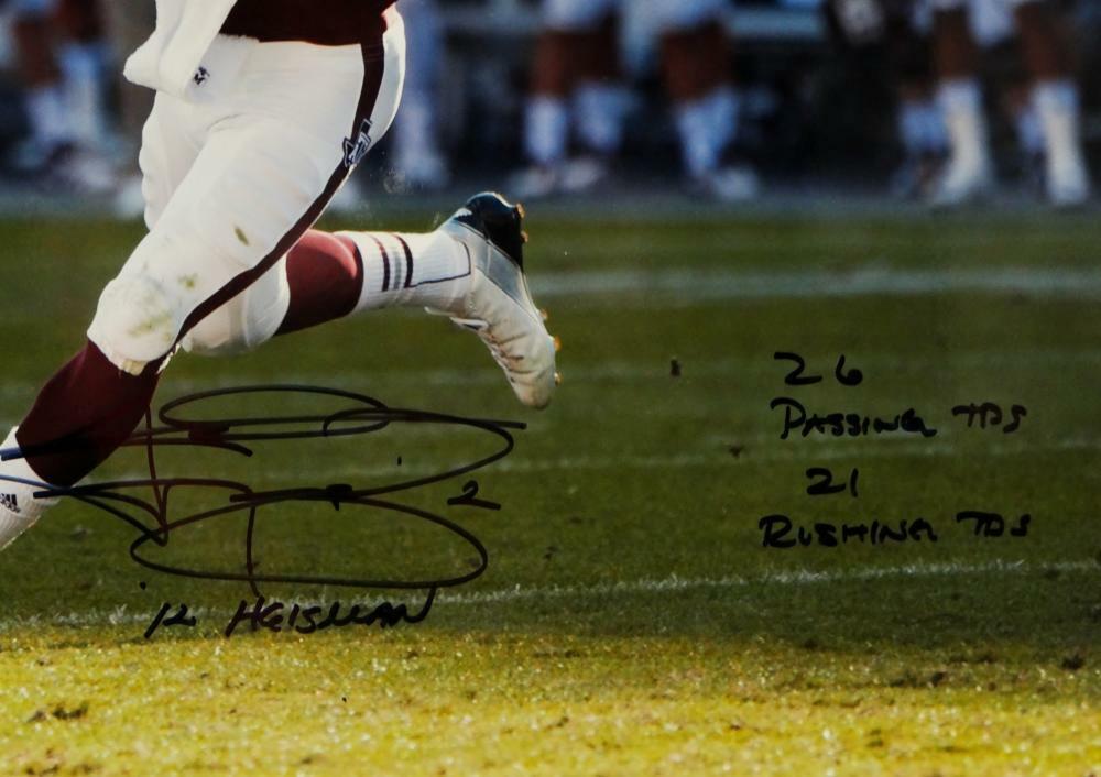 Johnny Manziel Signed Texas A&M 16x20 PF Photo Looking to Pass 5 Insc-Beckett