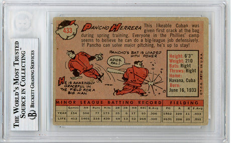 Frank "Pancho" Herrera Autographed 1958 Topps Rookie Card #433 Philadelphia Phillies Beckett BAS #10576227