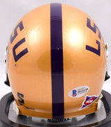 Devin White Autographed LSU Tigers Gold Schutt Mini Helmet- Beckett W *Black