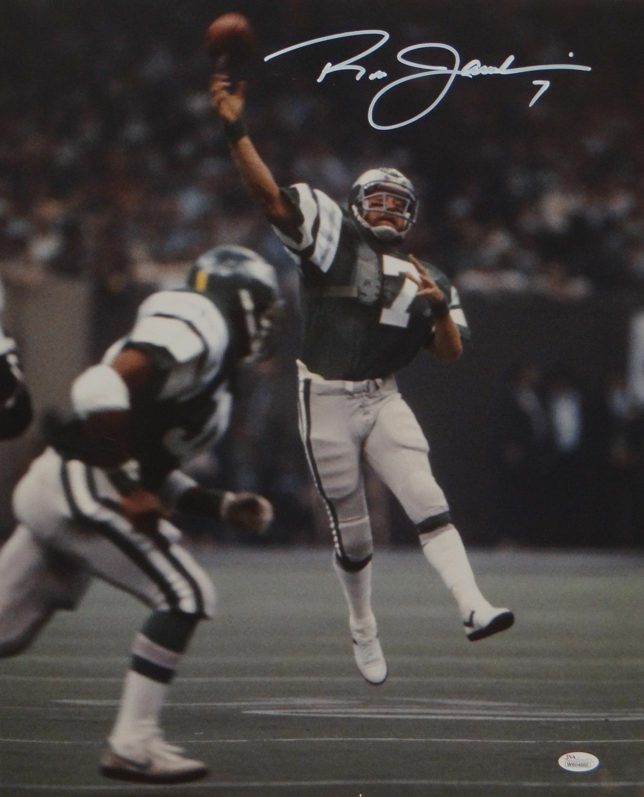 Ron Jaworski Autographed 16x20 Vertical Passing Photo- JSA W Authenticated