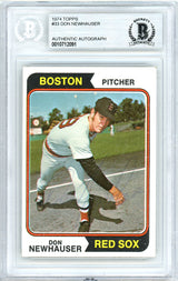Don Newhauser Autographed 1974 Topps Card #33 Boston Red Sox Beckett BAS #10712091