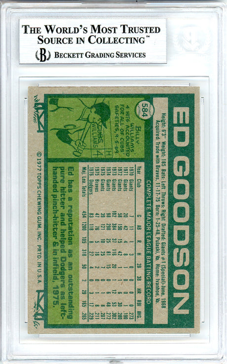 Ed Goodson Autographed 1977 Topps Card #584 Los Angeles Dodgers Beckett BAS #10712153