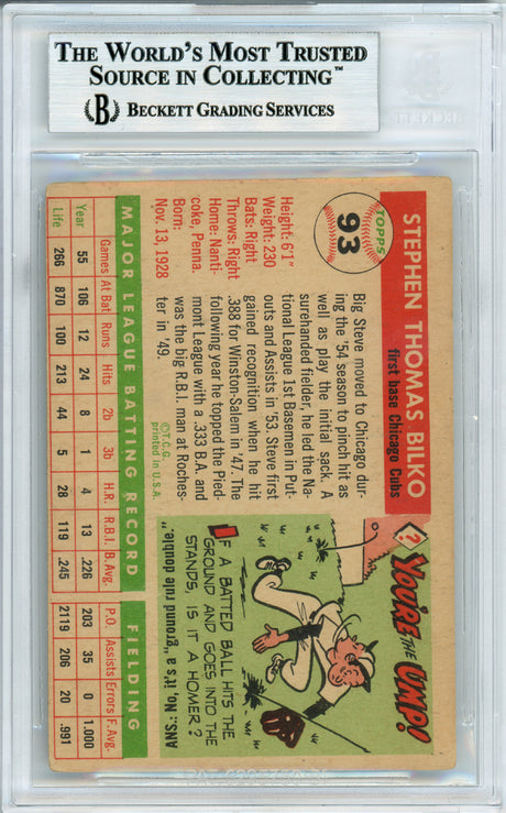 Steve Bilko Autographed 1955 Topps Card #93 Chicago Cubs Beckett BAS #10734112