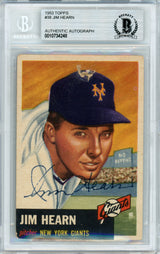 Jim Hearn Autographed 1953 Topps Card #38 New York Giants Beckett BAS #10734248