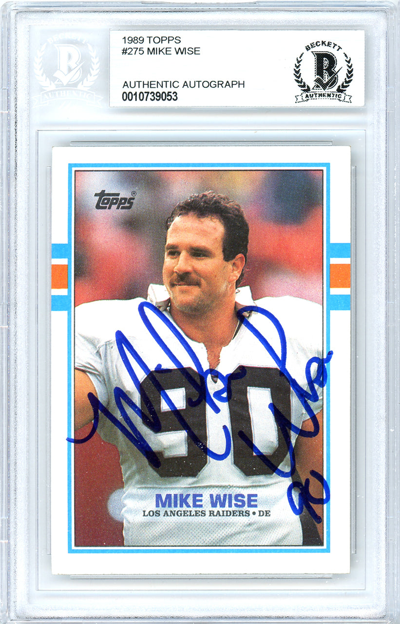 Mike Wise Autographed 1989 Topps Rookie Card #275 Los Angeles Raiders Beckett BAS #10739053