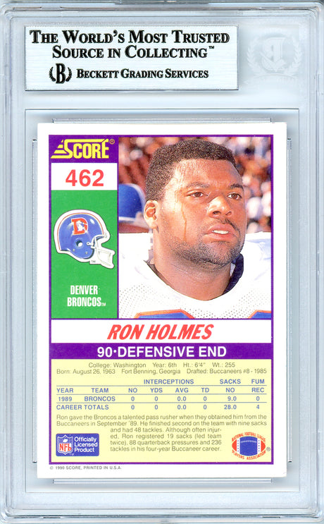 Ron Holmes Autographed 1990 Score Card #462 Denver Broncos Beckett BAS #10739271