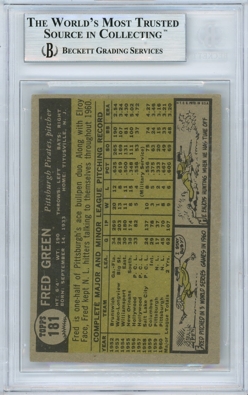 Dick Green Autographed 1961 Topps Card #181 Pittsburgh Pirates Beckett BAS #10838632