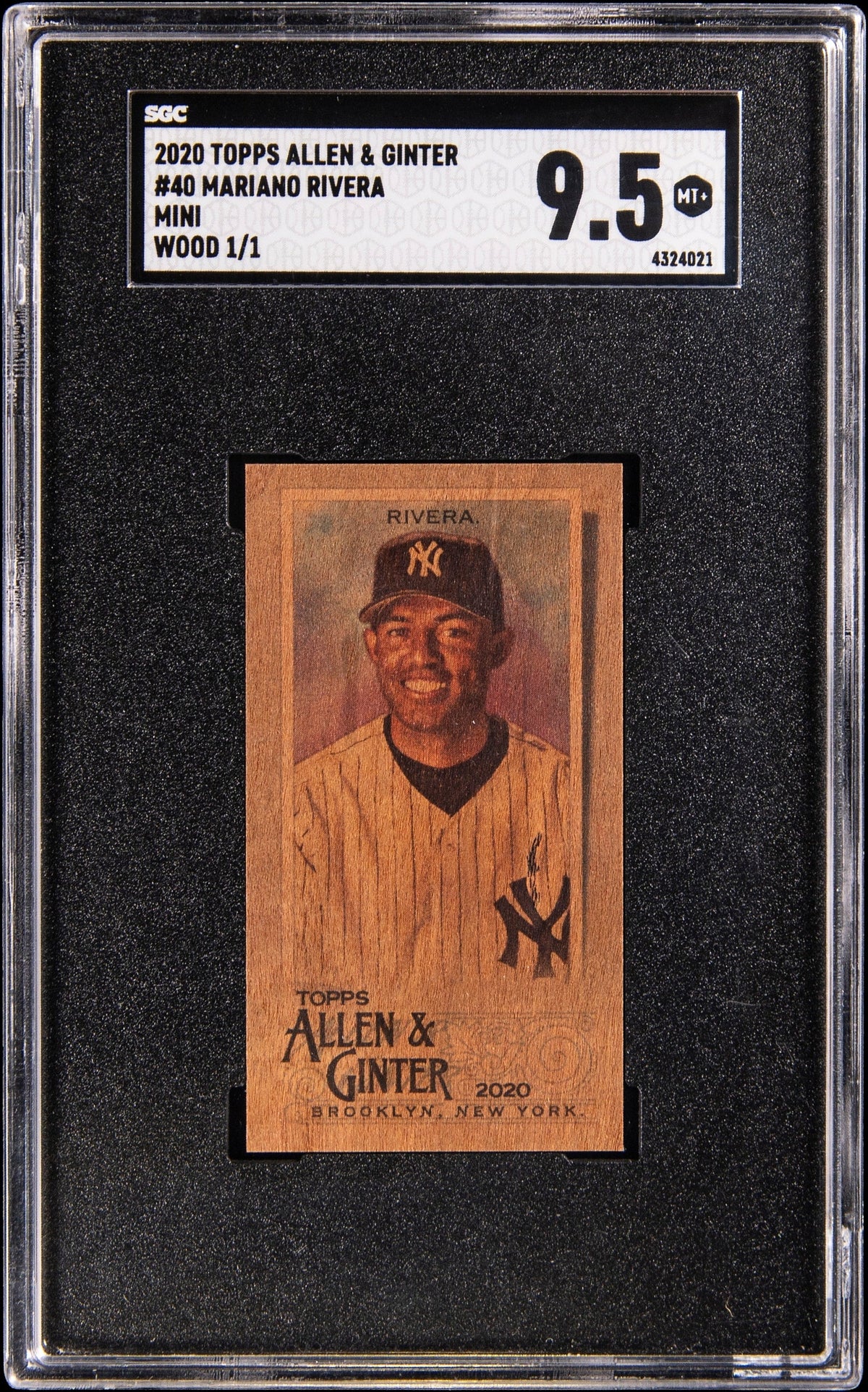 2020 Topps Allen & Ginter Mini Wood Mariano Rivera #40 1/1 Yankees SGC 9.5 MT+