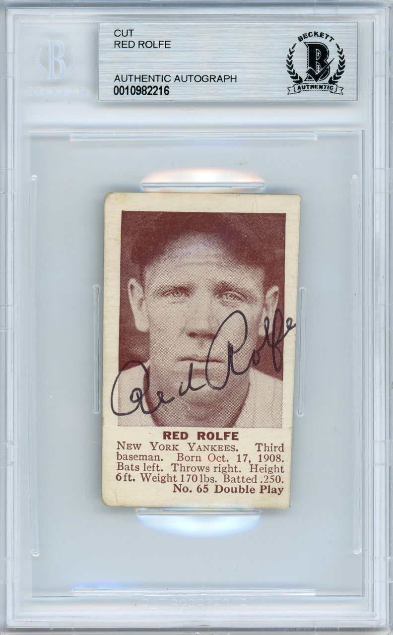Red Rolfe Autographed 1941 Double Play Card #65 New York Yankees Beckett BAS #10982216