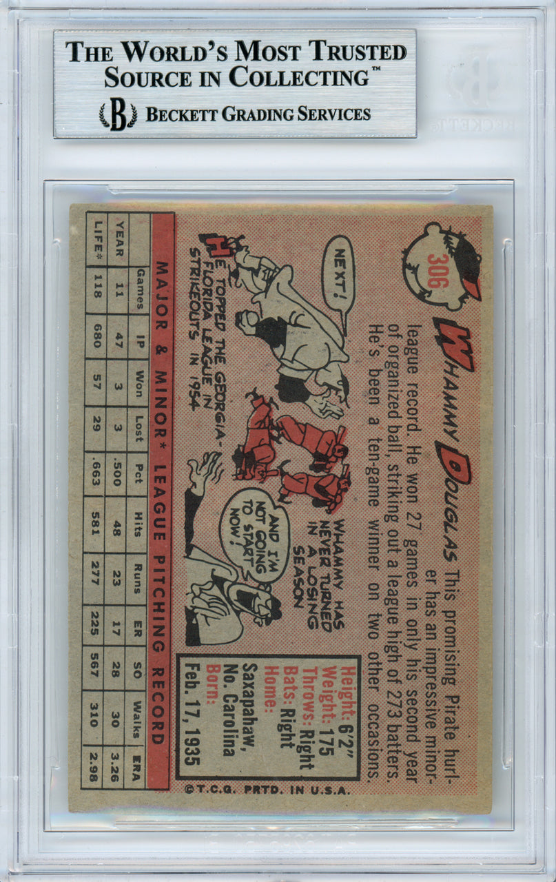 Whammy Douglas Autographed 1958 Topps Card #306 Pittsburgh Pirates Beckett BAS #10982223