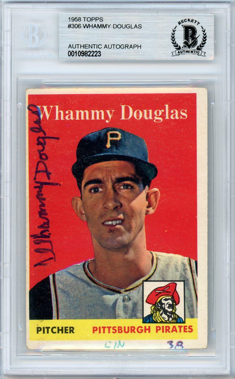 Whammy Douglas Autographed 1958 Topps Card #306 Pittsburgh Pirates Beckett BAS #10982223