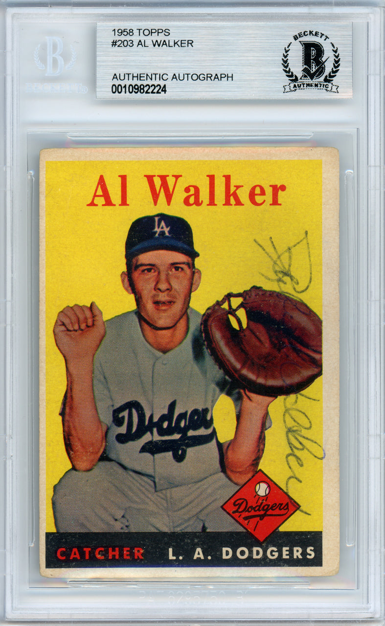 Al "Rube" Walker Autographed 1958 Topps Card #203 Brooklyn Dodgers Beckett BAS #10982224