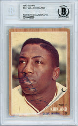 Willie Kirkland Autographed 1962 Topps Card #447 Cleveland Indians Beckett BAS #10982259