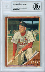 Johnny Keane Autographed 1962 Topps Card #198 St. Louis Cardinals Beckett BAS #10982260