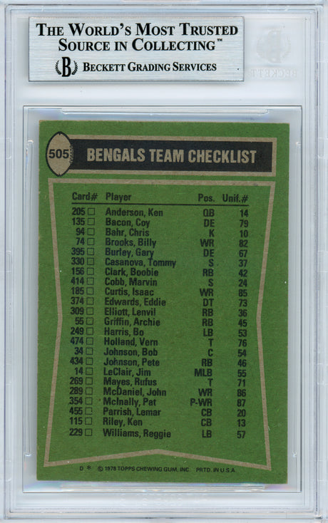Paul Brown Autographed 1978 Topps Card #505 Cincinnati Bengals Owner Beckett BAS #10982324